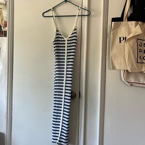 Navy and white striped dress